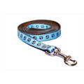 Sassy Dog Wear Sassy Dog Wear PUPPY PAWS-BLUE-CHOC.3-L 6 ft. Puppy Paws Dog Leash; Blue & Brown - Medium PUPPY PAWS-BLUE/CHOC.3-L